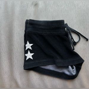 HARD TAIL terry cloth black shorts with white stars on sides